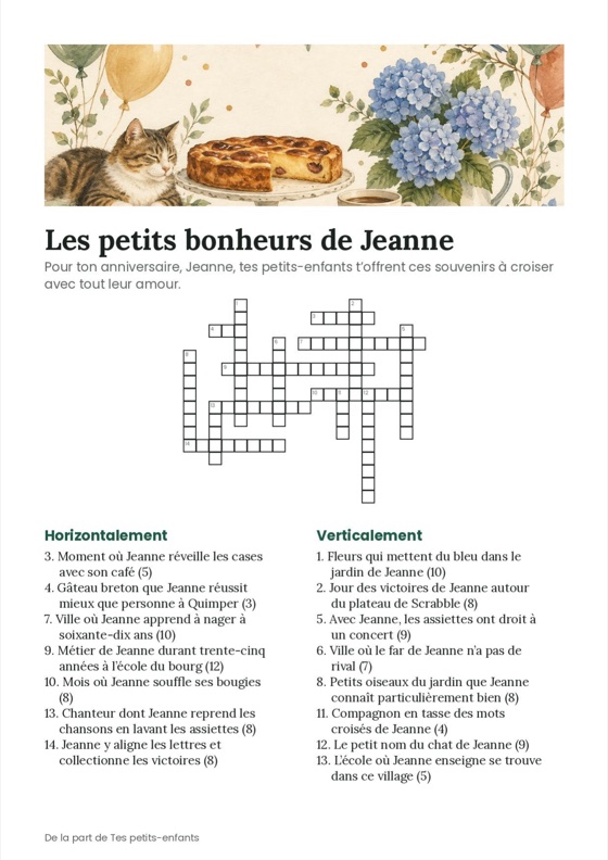 Une grille cadeau illustrée, comme les trois du pack