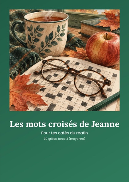 La couverture illustrée du carnet de mots croisés de Jeanne
